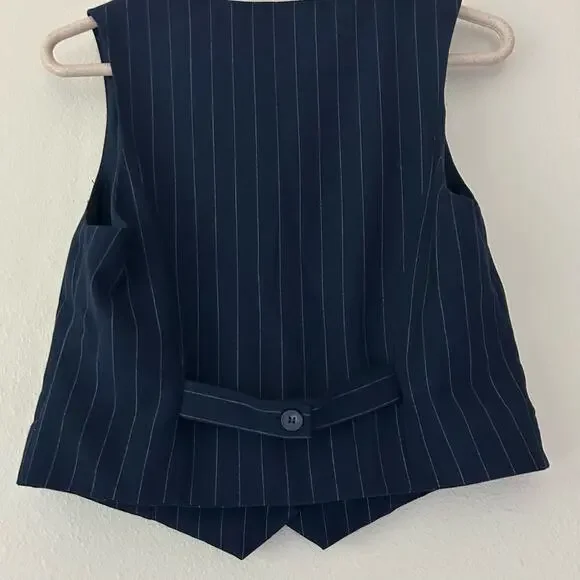 Navy Pinstripe Vest Size 6 - Picture 8 of 11